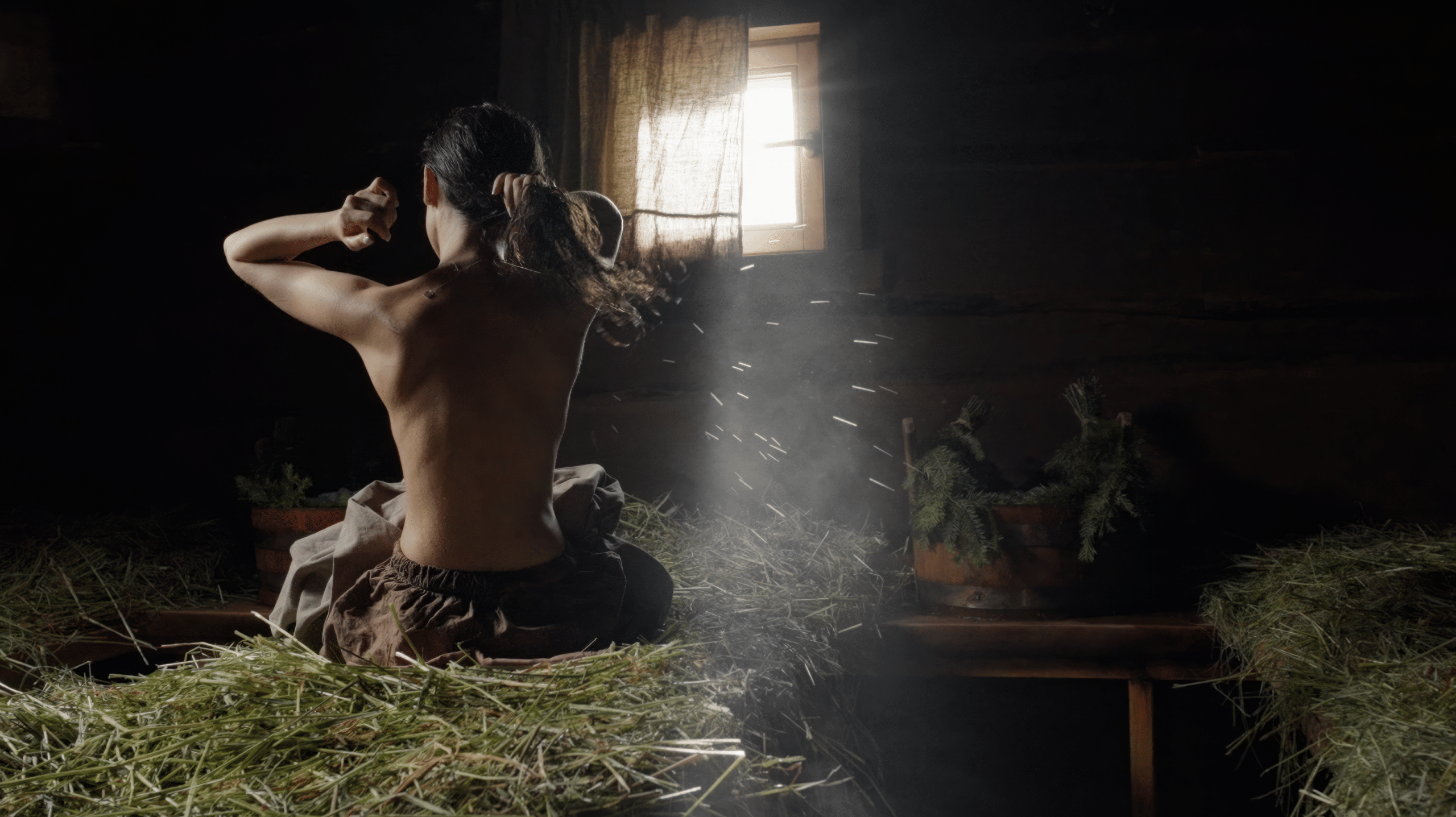 Баня в темноте